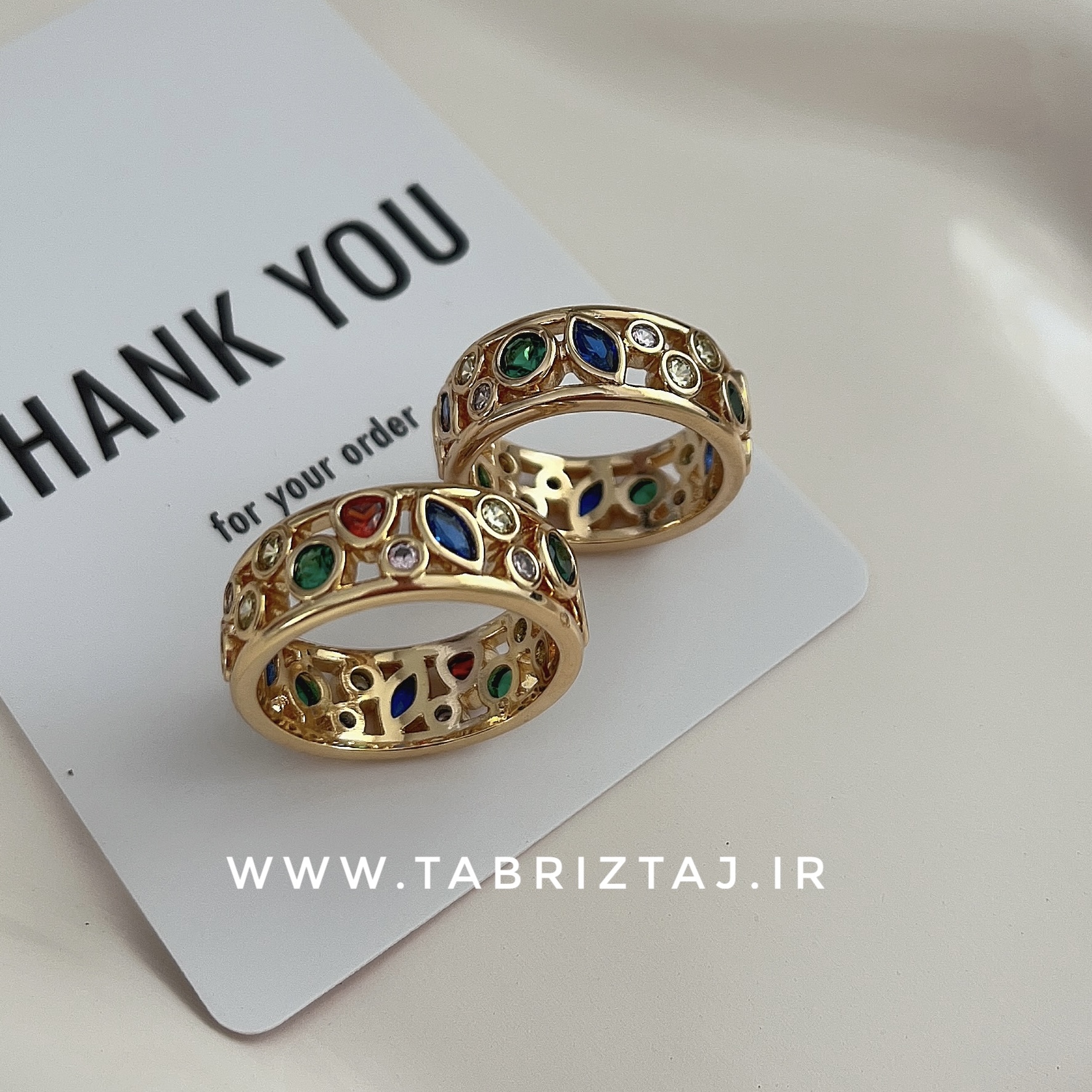 انگشتر مولتی کالر برند ژوپینگ/ابکاری طلای ۱۸ عیار و ضدحساسیت