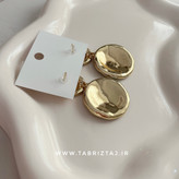 گوشواره میناکاری مدل میخی رنگ دلفینی طلایی طرح ماربل
